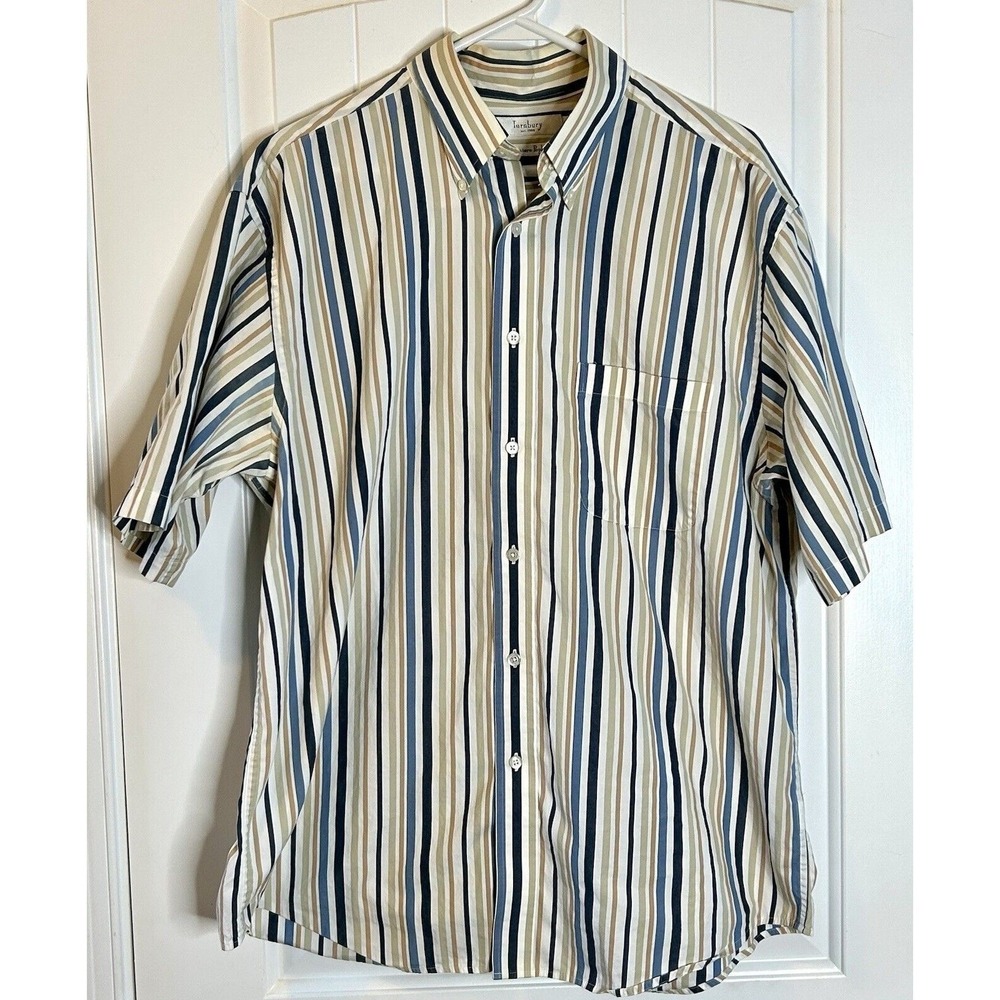 Turnbury‎ Shirt size Large Signature Poplin Multicolored Stripe